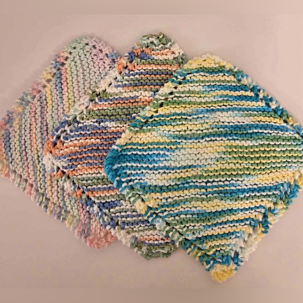 Handmade Crochet Dish Cloths, Set of 3